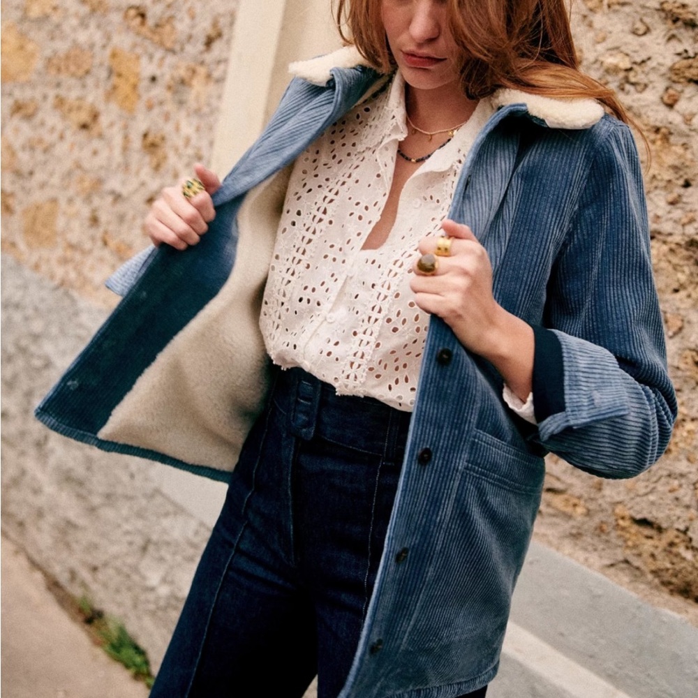 Sézane Will Jacket with Sheepskin Collar (removable)